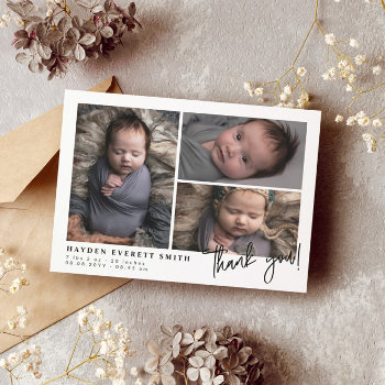 Baby Photo Collage New Baby Thank You Announcement by Paperpaperpaper at Zazzle