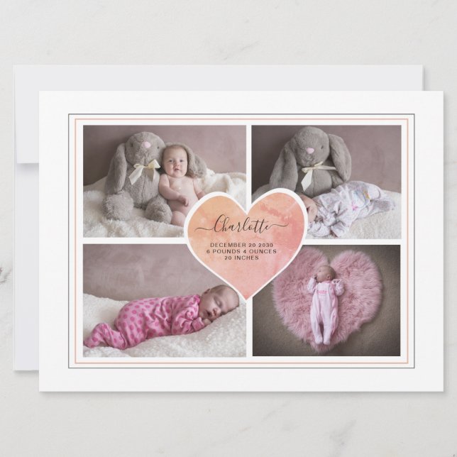 Baby Photo Collage Script Typography Birth  (Front)