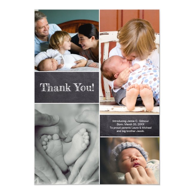 Baby photo collage Thank you Birth Announcement