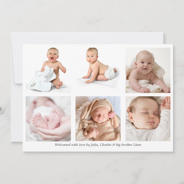 Baby Photo Collage Welcome Card (Front)