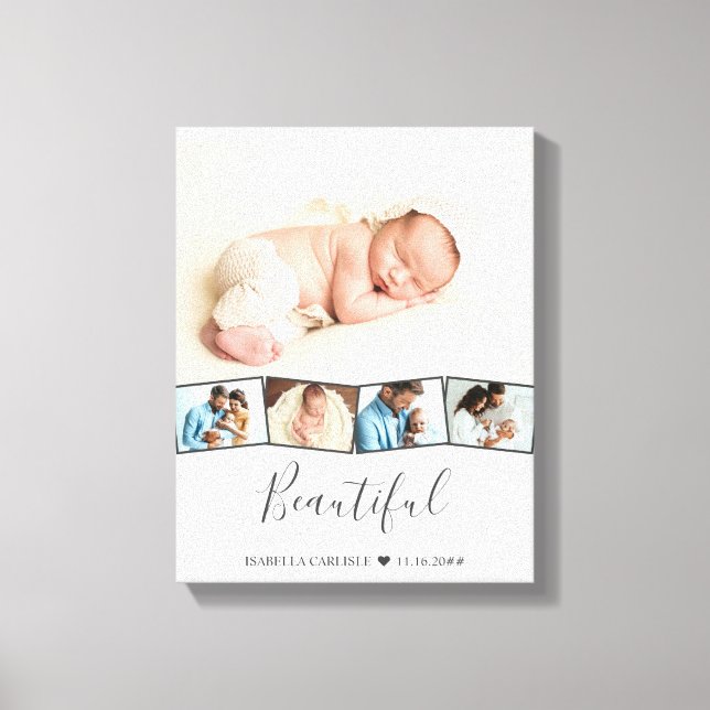 Baby Photo Collage Zigzag Picture Strip Custom Canvas Print (Front)