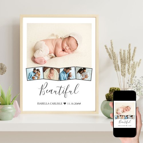 Baby Photo Collage Zigzag Picture Strip Custom Poster