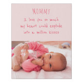 Baby Photo Cute I Love You Mommy Wording Pink Faux Canvas Print (Front)