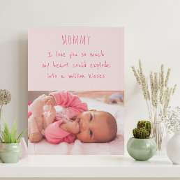 Baby Photo Cute I Love You Mommy Wording Pink Faux Canvas Print