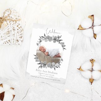 Baby Photo Eucalyptus Modern Gray