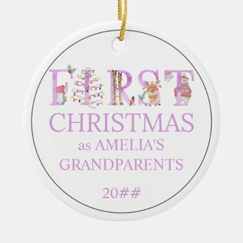  Baby Photo First Christmas as Grandparents Cute Ceramic Ornament