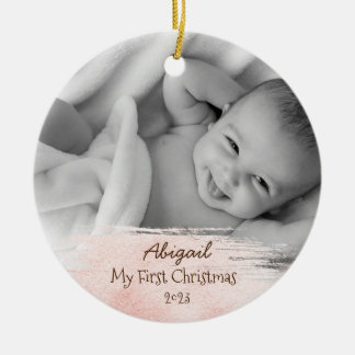 Baby Photo First Christmas Custom Ceramic Ornament