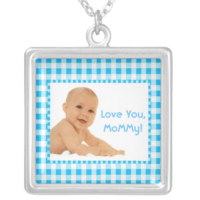 Baby Photo Frame - Mother's Day Gift Silver Plated Necklace (Front)