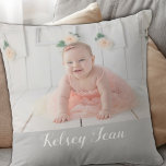 Baby Photo Grandma's Sweetheart Throw Pillow<br><div class="desc">Add your sweet baby's square photo to this pillow and personalize the back side with a short message that will become a pattern. Keep the text as "Grandma's sweetheart" or change it to fit your recipient! This beautiful pillow would be well loved and cherished by grammys, new moms, aunts, and...</div>