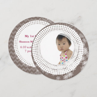 Baby Photo Gray Snowflakes My 1st Christmas Holiday Card