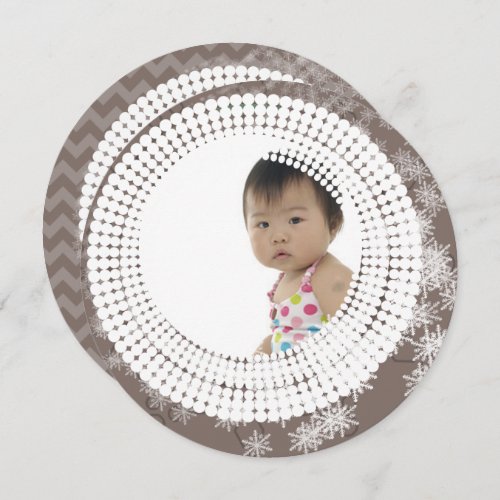 Baby Photo Gray  Snowflakes My 1st Christmas Holiday Card