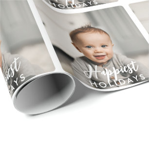 Baby Photo Happiest Holidays Custom Wrapping Paper