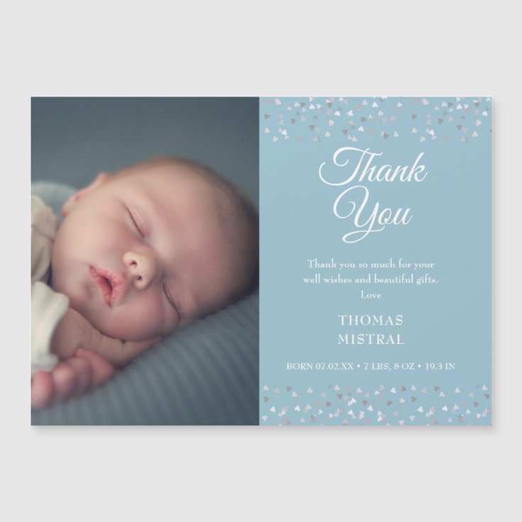 Baby Photo Hearts Thank You Birth Announcement | Zazzle