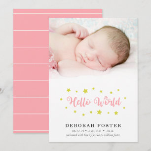 Baby Photo Hello World Birth Announcement