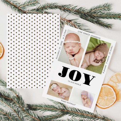 Baby Photo Joy to our World Happy Holidays Holiday Card