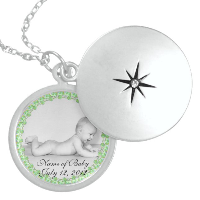 Baby Photo Keepsake Sterling Silver Locket Neckla (Front)