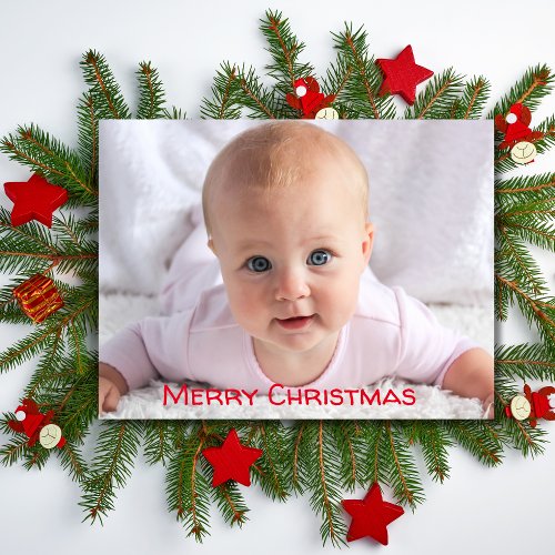 Baby Photo Merry Christmas  Holiday Postcard