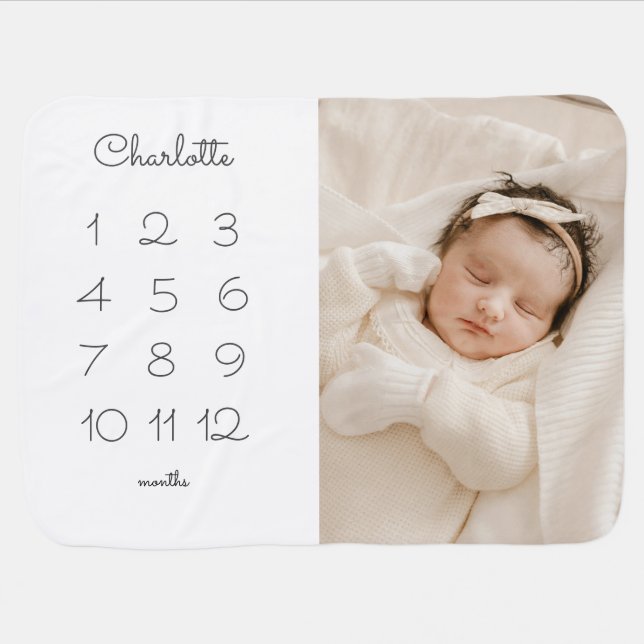 Baby Photo Milestones Any Gender Baby Blanket (Horizontal)