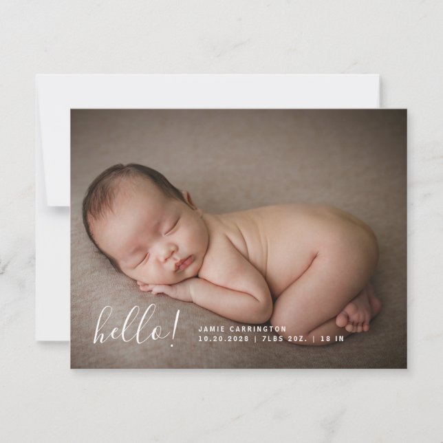 Baby Photo Modern Birth 3 Photo  Announcement (Front)