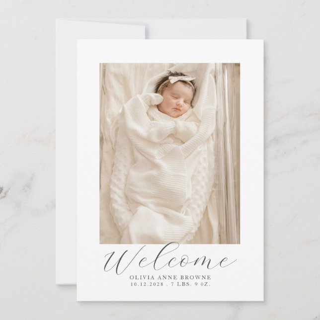 Baby Photo Modern Birth Announcement (Front)