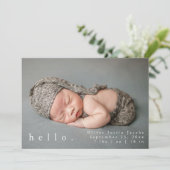 Baby Photo Modern Birth Announcement Card (Standing Front)