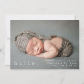 Baby Photo Modern Birth Announcement Card (Front)