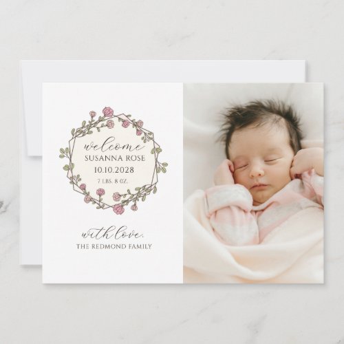 Baby Photo Modern Birth Announcement Card