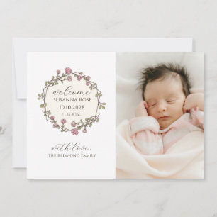 Baby Photo Modern Birth Announcement Card