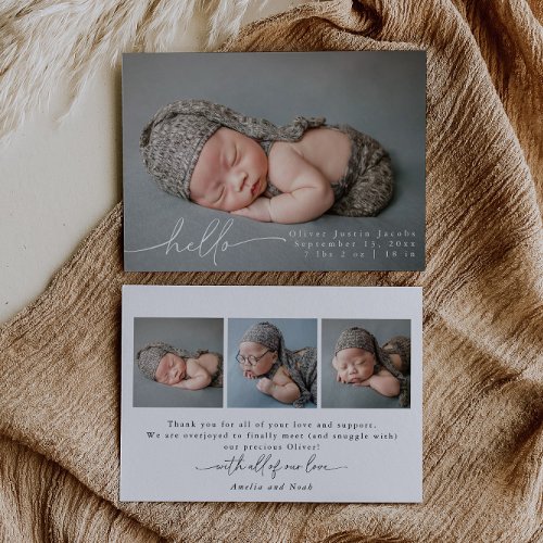 Baby Photo Modern Birth Announcement Card
