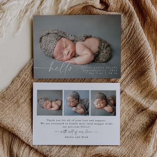 Baby Photo Modern Birth Announcement Card