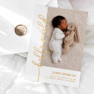 Baby Photo Modern Foil Birth Announcement Card