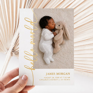 Baby Photo Modern Foil Birth Announcement Card