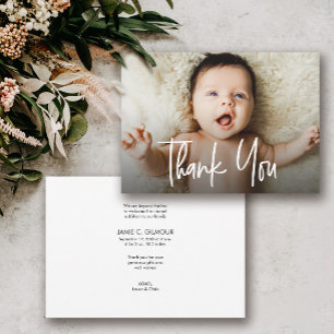 Baby Photo Modern Handlettering Birth thank you