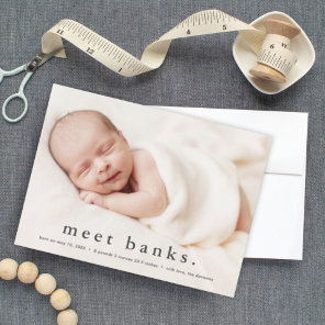 Baby photo modern name birth announcement