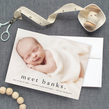 Baby photo modern name birth announcement