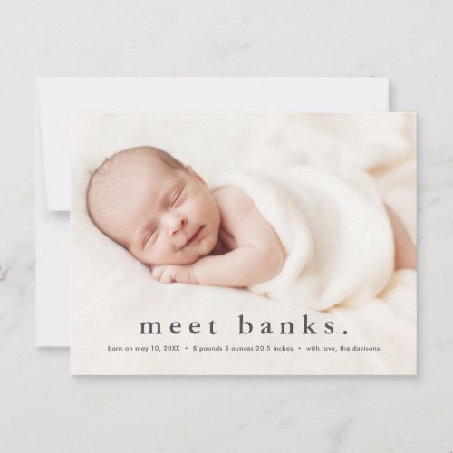 Baby photo modern name birth announcement postcard