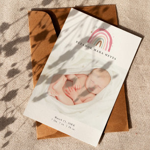 Baby Photo Modern Pastel Rainbow Birth Announcement