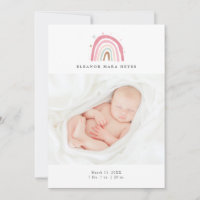 Baby Photo Modern Pastel Rainbow Birth Announcement