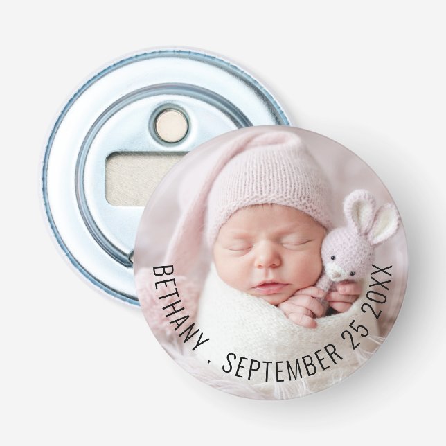 Baby Photo Name Birth Date Keepsake  Bottle Opener (Front)