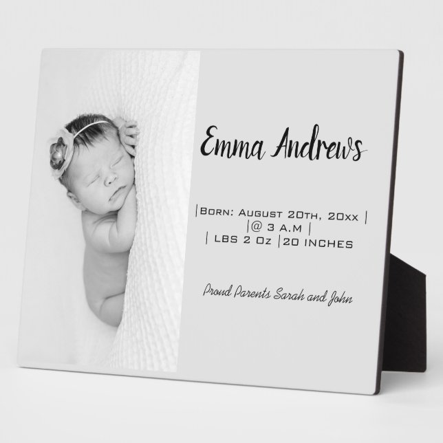 Baby Photo Name Birth Personalised  Plaque (Side)