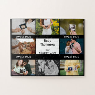 Baby Photo Name Coming soon Pregnancy Announcement Jigsaw Puzzle