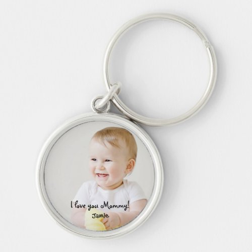 Baby Photo Name I love you mommy Mothers day Keychain