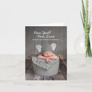 Baby Photo New Year New Love Holiday Birth Stats Note Card