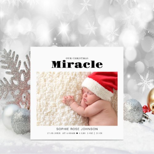 Baby Photo Our Christmas Miracle Holiday Card