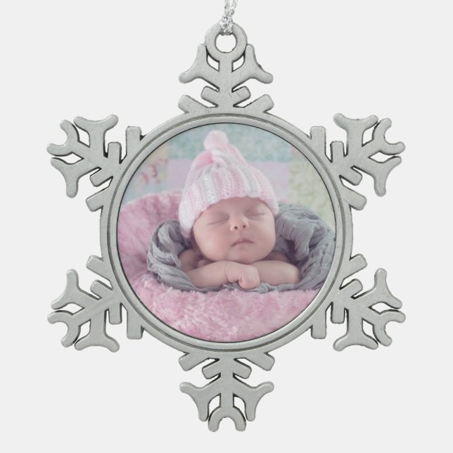 Baby Photo Personalized Christmas Ornament (Front)