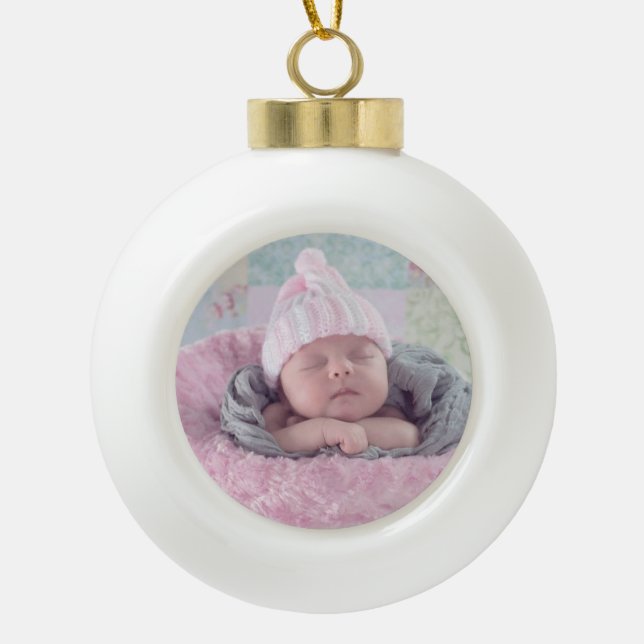 Baby Photo Personalized Christmas Ornament (Front)