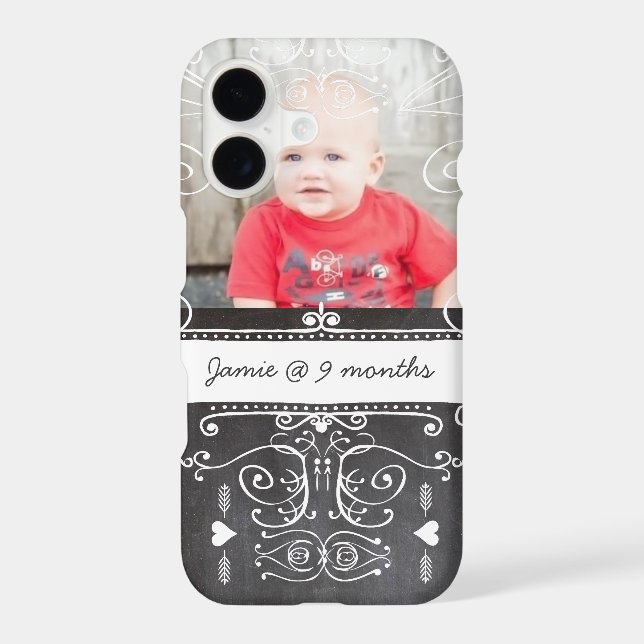 Baby Photo Proud Moma Chalkboard Typography Art Case-Mate iPhone Case (Back)