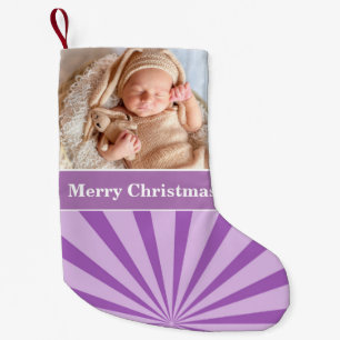 Baby Photo Purple background Small Christmas Stocking