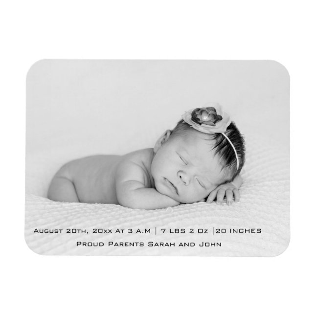 Baby Photo Script Birth Magnet (Horizontal)