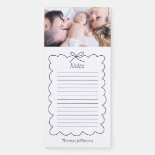 Baby photo simple first months notes name magnetic notepad